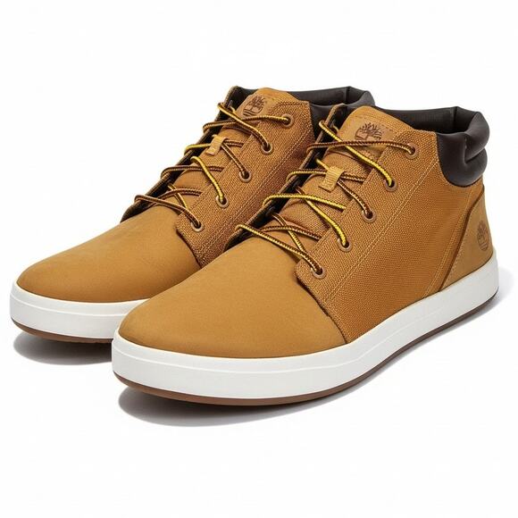 Timberland Men\'s Davis Square Chukka Boots Lace Up Tan Leather Fabric Size 11 main image 8